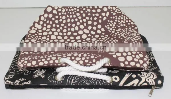 Twisted Rope Handle Nature Print Bag - From India - Made From Laminated Canvas photo-5