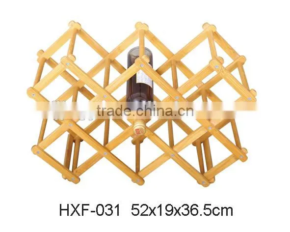 Foldable Bamboo Wine Rack - Can Hold Up To 10 Bottles photo-3