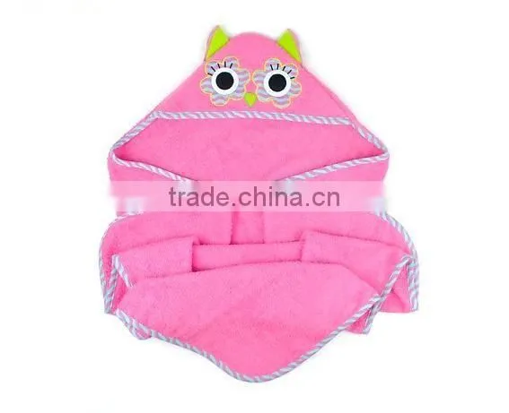 Kids Pink Owl or Blue Monster Baby Hooded Towel and Wholesale Children Poncho Hooded Towel photo-2
