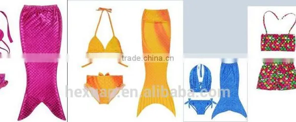 2017 Sexy Swimwear Custom Girl's 3pcs Mermaid Tail Rainbow Princess Bikini Children Bathing Suit Child Cute Swimsuit Kids photo-3