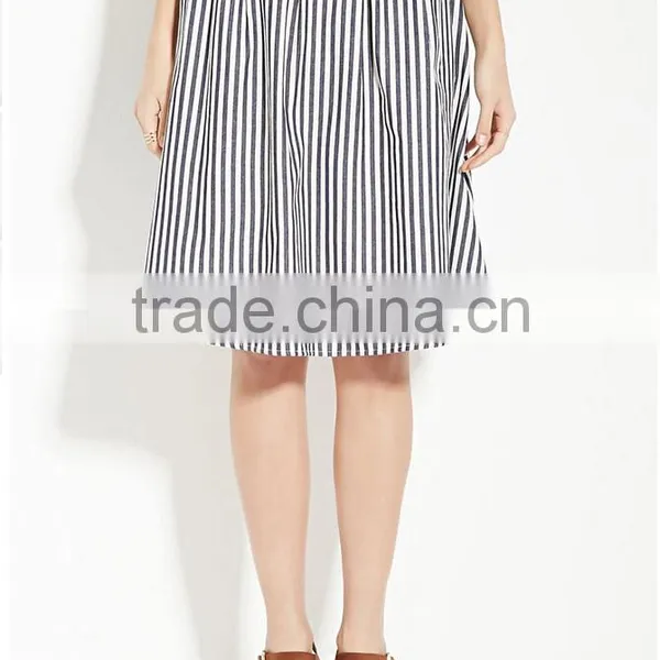 Hot Selling Pleated Waist Contemporary Stripe Lady Skirt Women a Line Skirt 2016 photo-5