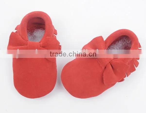 Classic Design 100% Suede Baby Moccasins With Bow, Bow Moccains for Baby photo-5