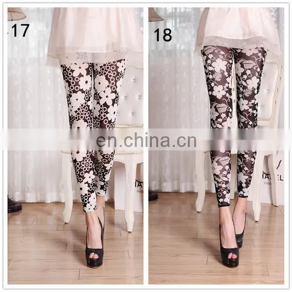 New Arrival Women 3D Digital Printing Flower Grenadine Leggings 18 Colors Wholesale photo-3