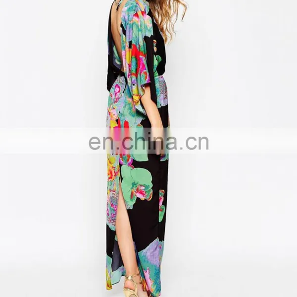 Top Sell High Quality Floral Printed Kaftan Dress photo-5