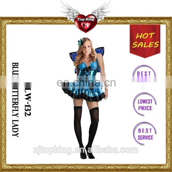 Halloween Blue Butterfly Lady Costumes Female Sexy Skirt for Party
