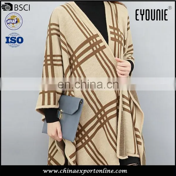 New Arrival in Stock Women Striprd Cream Long Print Wool Shawl