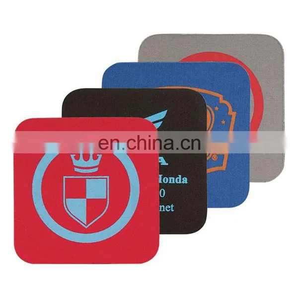 Custom Polyester Fabric Recycled Rubber Drink Coaster With Rubber Bottom photo-2