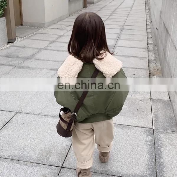 6042 Baby Clothes Girls Lamb Wool Turndown Collar Down Coat Jacket photo-4