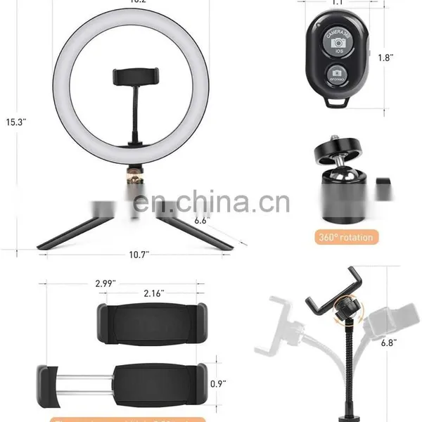 10 Inch 26cm Tiktok Live Broadcast Photography Makeup Led Selfie Ring Light With Tripod Stand photo-4