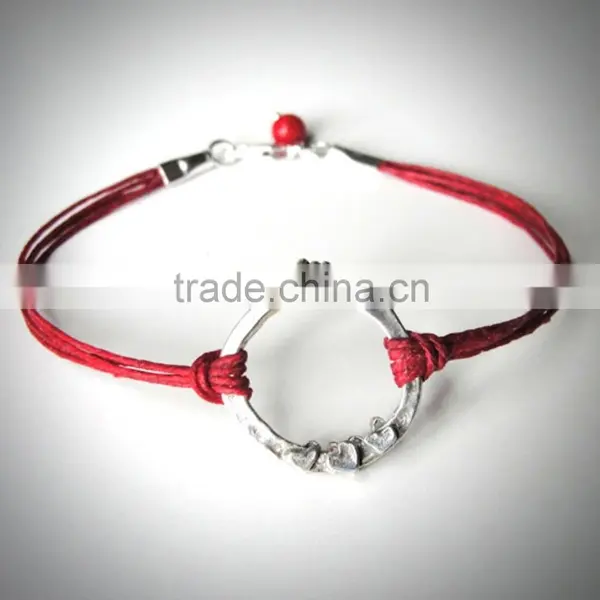 Newest Cotton Cord Bracelet,Wishbone Charm Woven Bracelet,bracelet Waxed Cotton Cord Bracelet photo-3