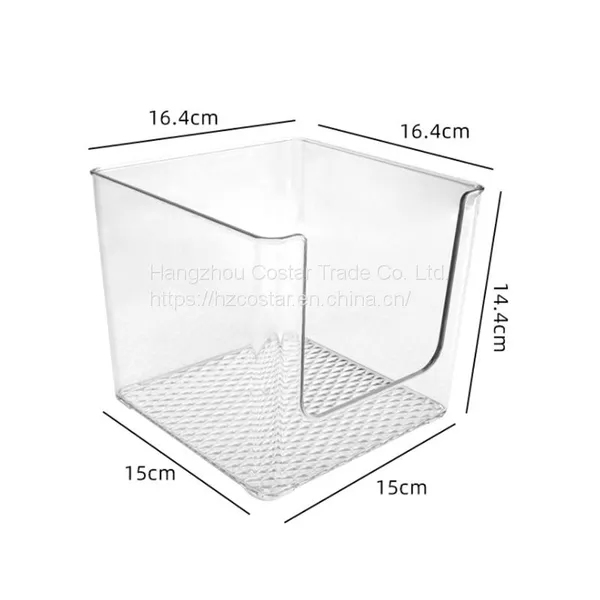 Plastic Open Storage Bins Clear Pantry Organizer Box Bin Containers for Organizing Kitchen Fridge, Food, Snack Pantry Cabinet, Fruit, Vegetables, Bathroom Supplies, Square photo-2
