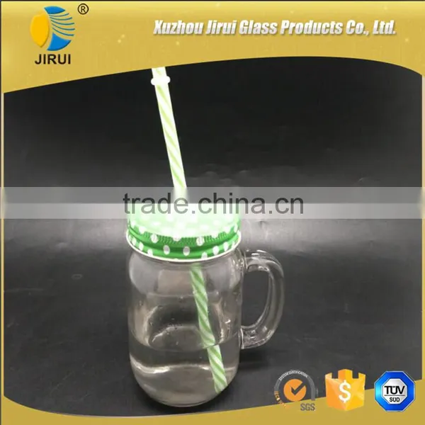 15oz Clear Glass Mason Jar With Lid and Straw photo-3