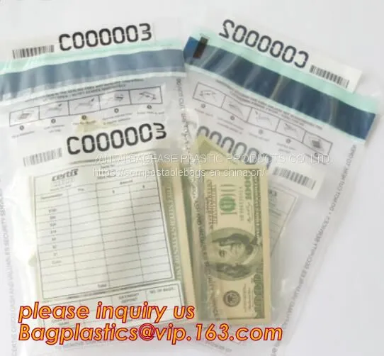 Tamper Evidence Bags With Barcode And Serial Number Bank Money Coin Deposit Change Security Bags photo-4