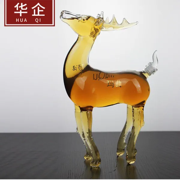 China Huachi Glass Bottle Factory's Hand-blown Animal Lion-shaped Wine Bottles, High-end Glass Wine Bottles for Red Wine. photo-3