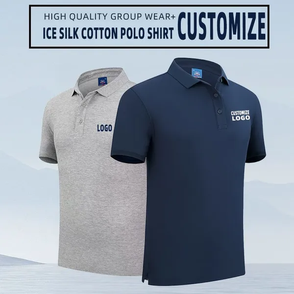 Custom Ice Ion Fiber Polo Shirts _ Short-Sleeve Lapel Advertising T-Shirts _ In-Stock Corporate Group Cultural Shirts With Custom Printed Patterns