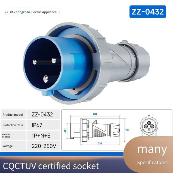 Industrial Sockets, Industrial Plugs, Outdoor, 125a High Current, 63a, ul Certified, ce Certified, Zhongzhao Electrical Appliances photo-4