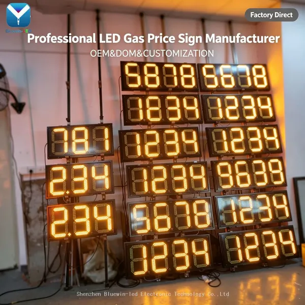 Cartel digital LED de precio tipo pilar para gasolinera, pantalla LED publicitaria exterior para negocio