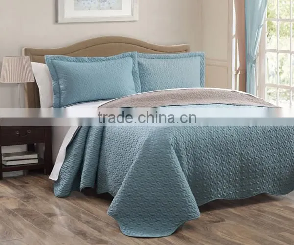 3Pcs Solid Microfiber Bedspread Set photo-3