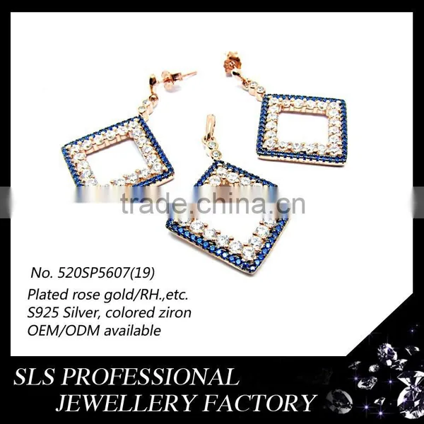 2015 Fashion Russian Jewelry Sets 925 Cubic Zircon Woman Silver Wedding Jewelry Set photo-2