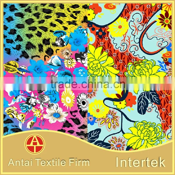 Flower Designs Painting Fabric /Antai Textile Professional 4 Way Stretch Nylon Lycra Spandex Print Fabric With Flower photo-4