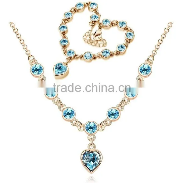 Girlfriend Heart Pendant Necklace and Beads Bracelet African Jewelry Sets photo-2