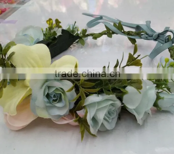 HL016 New Fashion Artificial Flowers Handmade Foam Head Wreath for Wedding Garland Bridal Headdress photo-6