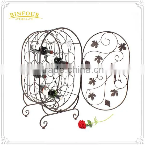 Metal Wine Rack Iron Bottle Wine Cabinet Antique Style Home Furniture photo-2