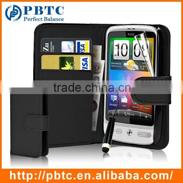 Set Screen Protector Stylus And Case For HTC Desire C , Dark Blue Leather Wallet Waterproof Case For HTC Desire photo-6