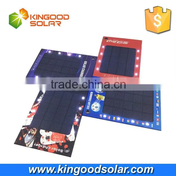 Customize Logo Super Slim With LED Lights 1000mah 3w Portable Solar Panel Charger photo-4