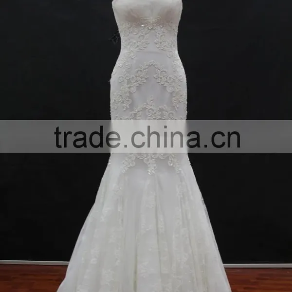 Real Factory Sample! Sweetheart Neckline Lace With Beading Elegant Mermaid Wedding Dress
