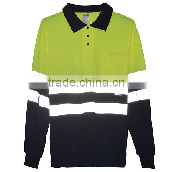 Cheap 100% Polyester High Reflective Safety 2 Tone Color Polo Shirts for Man photo-4
