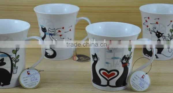 11OZ Enamel Flower Design Full Decal Print Coffee Cups, Shiny Surface New Bone China Mug, KL8009-329A photo-2