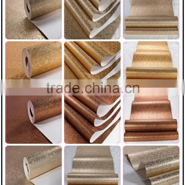 2015 Luxury Metallic Silver Aluminum Glitter Leaf Gold Wallpaper Gold Foil Wallpaper photo-3