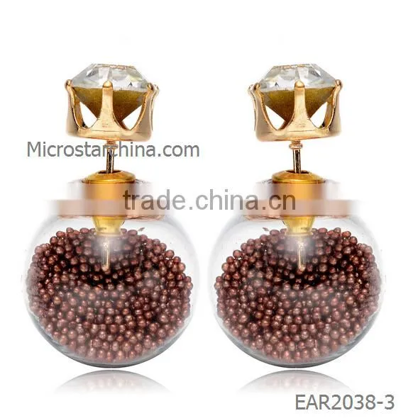IN STOCK Korean Style Popular Double Glass Ball Stud Candy Color Pearl Earrings photo-4