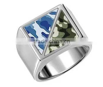 Modern Style 316L Stainless Steel Men Camo Rings Jewelry photo-4