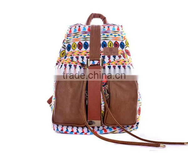 100% Factory Whole Sale Floral Fancy Ladies Canvas Backpack photo-6