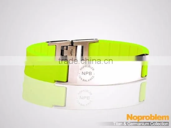 Noproblem P071 FDA Tourmaline Germanium Stainless Steel Energy Sports Fashion Magnetic Charm Silicone Bracelet photo-3