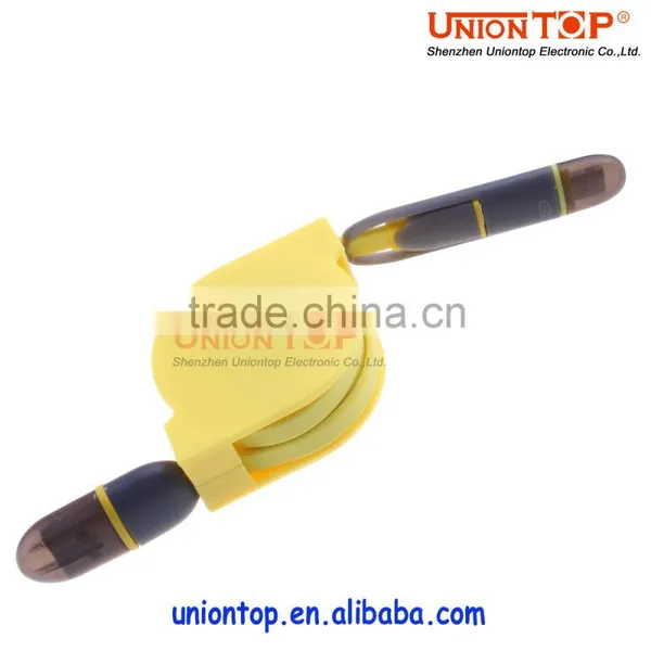 China Factory Price 2 in 1 Colorful Retractable Noodle Flat Data Usb Cable for Iphone/android photo-4