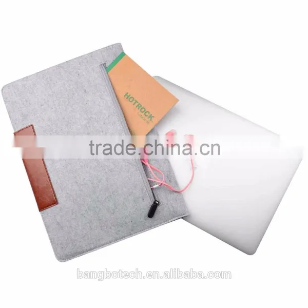 2016 New Hot Selling Wool Felt+ PU Laptop Sleeve Bags With Mouse Bag for Apple Macbook Air Pro , Pro Retina 11" 13.3" 15.4" photo-4