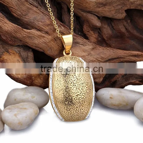 Stainless Steel Unique Crystal Design Gold Plated Pendant