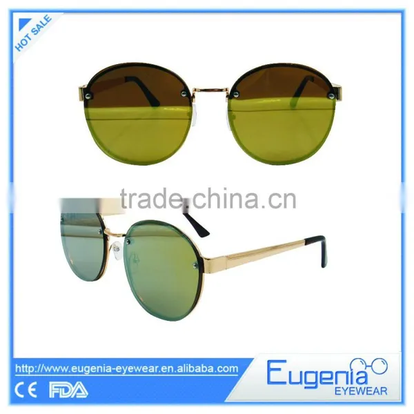 2016 Fashion Brand New Round Frame Mirror Lens Sunglasses