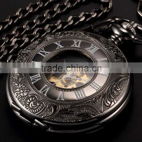 Antique Transparent Skeleton Necklace Mechanical Pocket Watch photo-4