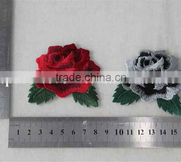 2016 New Patch Work Blouse Designs 6*7cm Red Rose and Gray Rose Flower Embroidery Patches Tim for Clothing photo-5