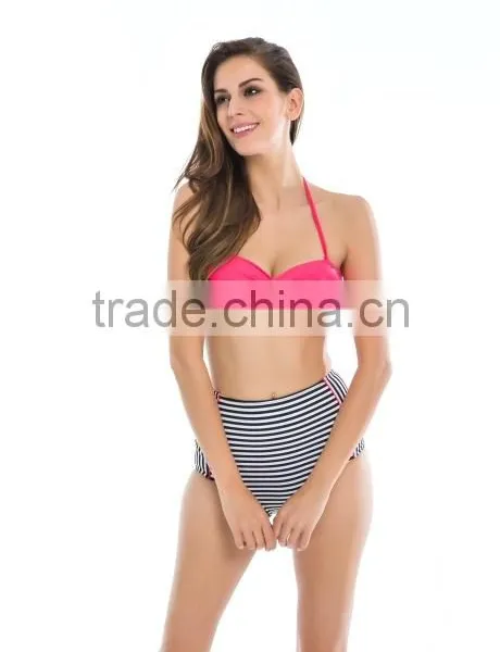 2016 Latest Striped Retro High Waist Bikini photo-2