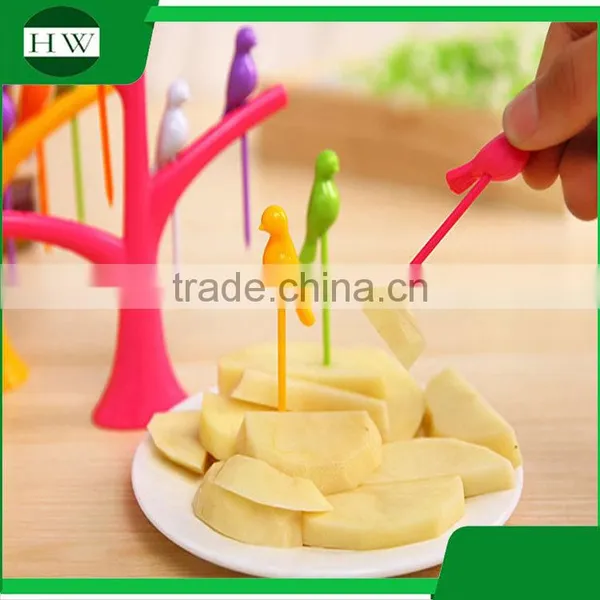 Eco Plastic Tableware Kid Cartoon Tree Birdie Fruit Fork Set photo-4