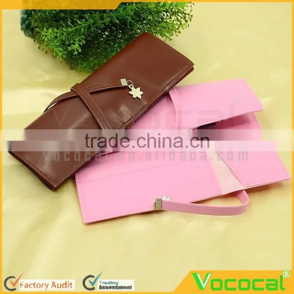 PU Leather Bandage Style Pen Bag Pencil Case Cosmetic Pouch Storage Bag Makeup Pouch With 3 Gel-ink Pens photo-2