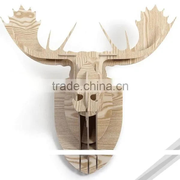 Latest Design Wood Craft Moose Head Wall Hanging Decoration photo-2