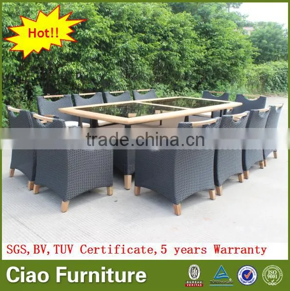 Luxury Outdoor Extended Glass Dining Table and Teakwood Chairs photo-4