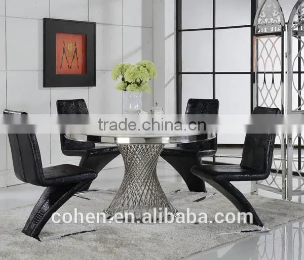 2016 Hot Sale Stylish Design Marble Top Dining Table and Chairs/stainless Steel Furniture Dining Table Set for Restaurant photo-2