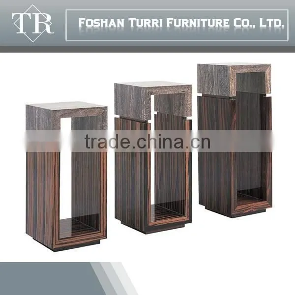 Modern Travertine Design Marble Top Wooden Flower Stand photo-2